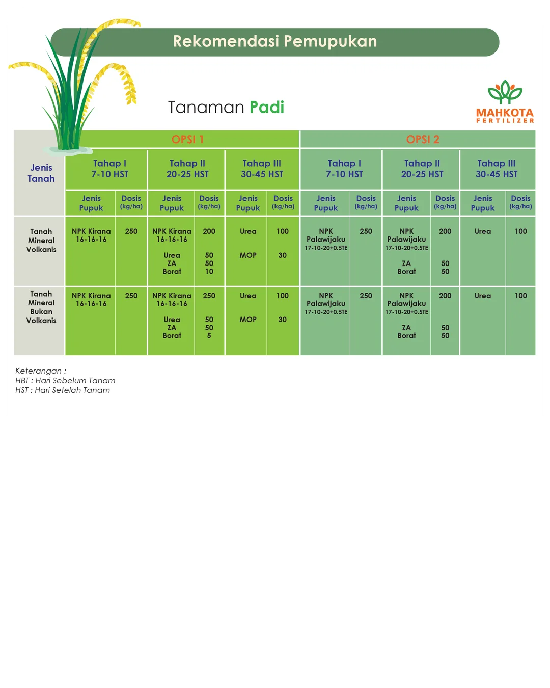 Fertilization Dosage for Rice Plants Using Mahkota Fertilizer